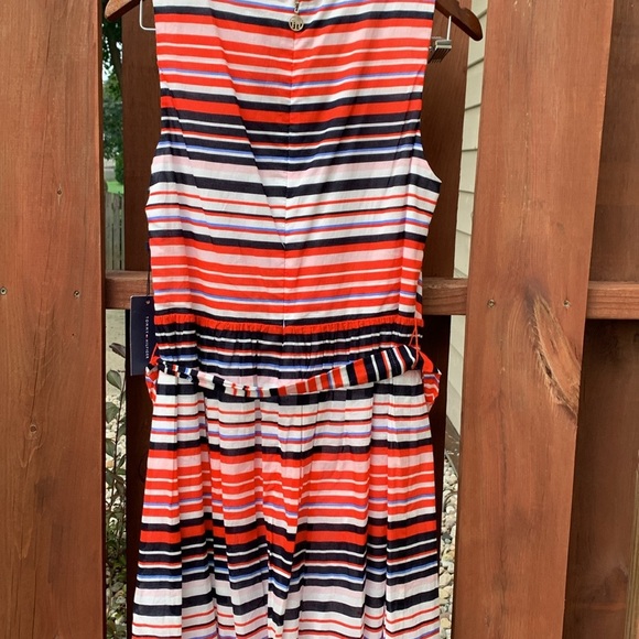 NWT Tommy Hilfiger Sleeveless Belted Horizontal Stripe Midi Dress Size 10 - Picture 10 of 12